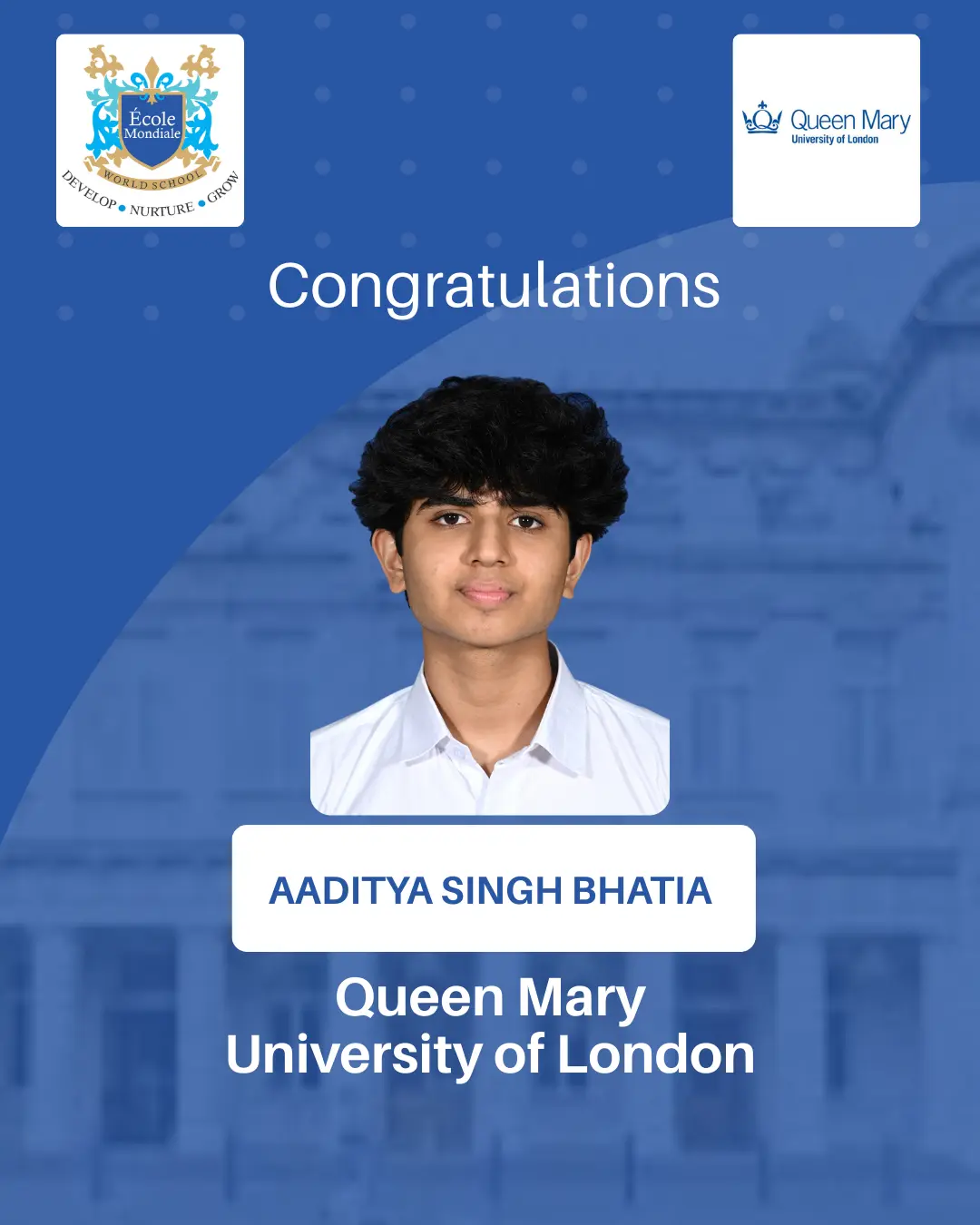 University Acceptances 2026 - Aaditya Singh Bhatia - Queen Mary University of London