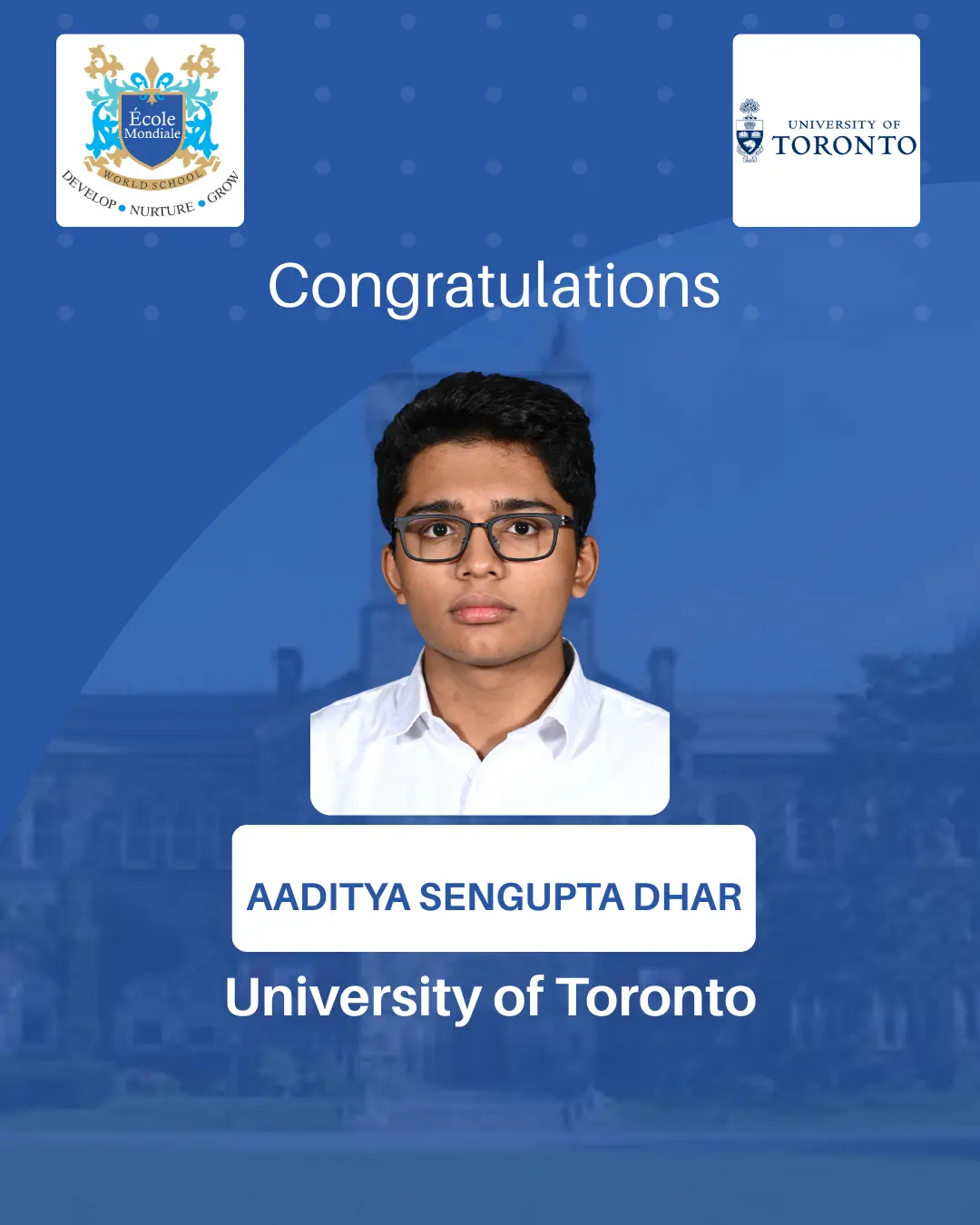 University Acceptances 2026 - Aaditya Sengupta Dhar - University of Toronto