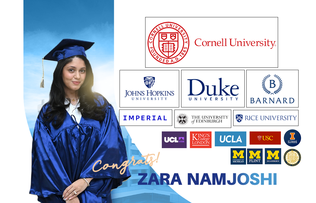 University Acceptances 2026 - Zara Namjoshi